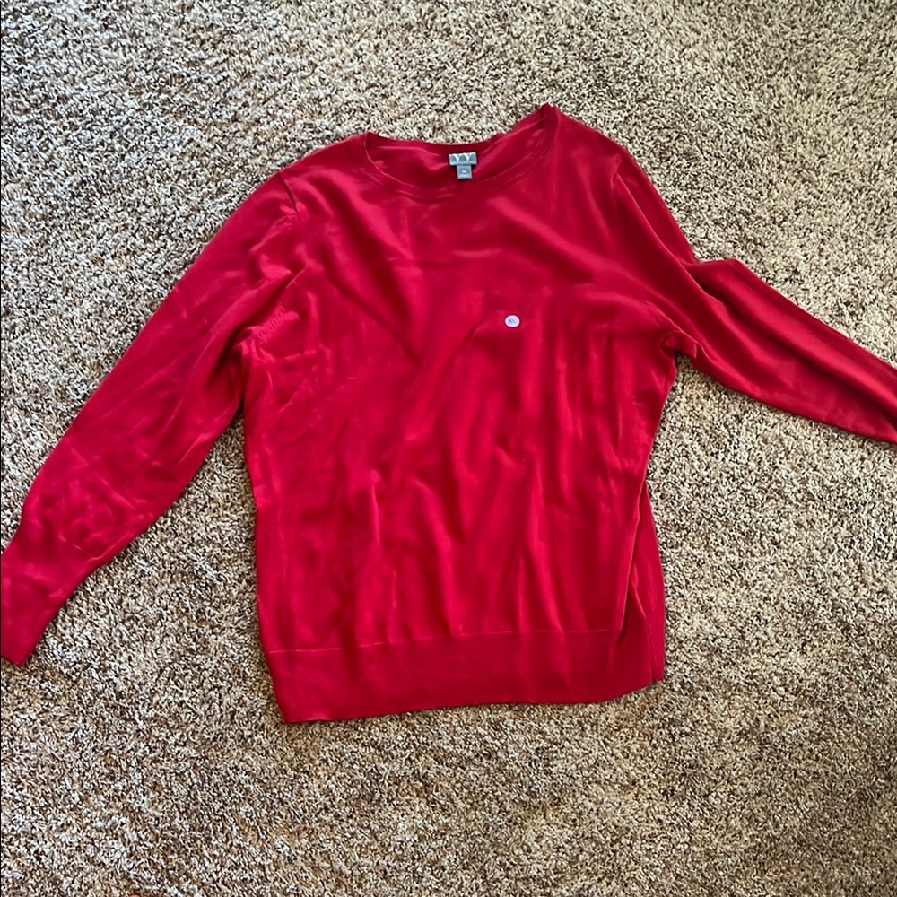 Worthington Red Crewneck Sweater Vibrant Knit Pullover